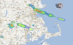 Hail Map Boston, MA  and  Providence, RI,  July 18, 2012