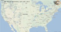 Hail Map for Wednesday, April 10, 2013