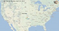 Hail Map for Monday, April 22, 2013