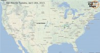 Hail Map for Tuesday, April 16, 2013
