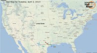 Hail Map for Tuesday, April 2, 2013