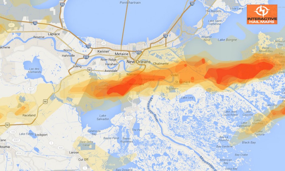 Hail Map Denver Colorado June - Hail Map New Orleans Louisiana February 24 2013 940x563