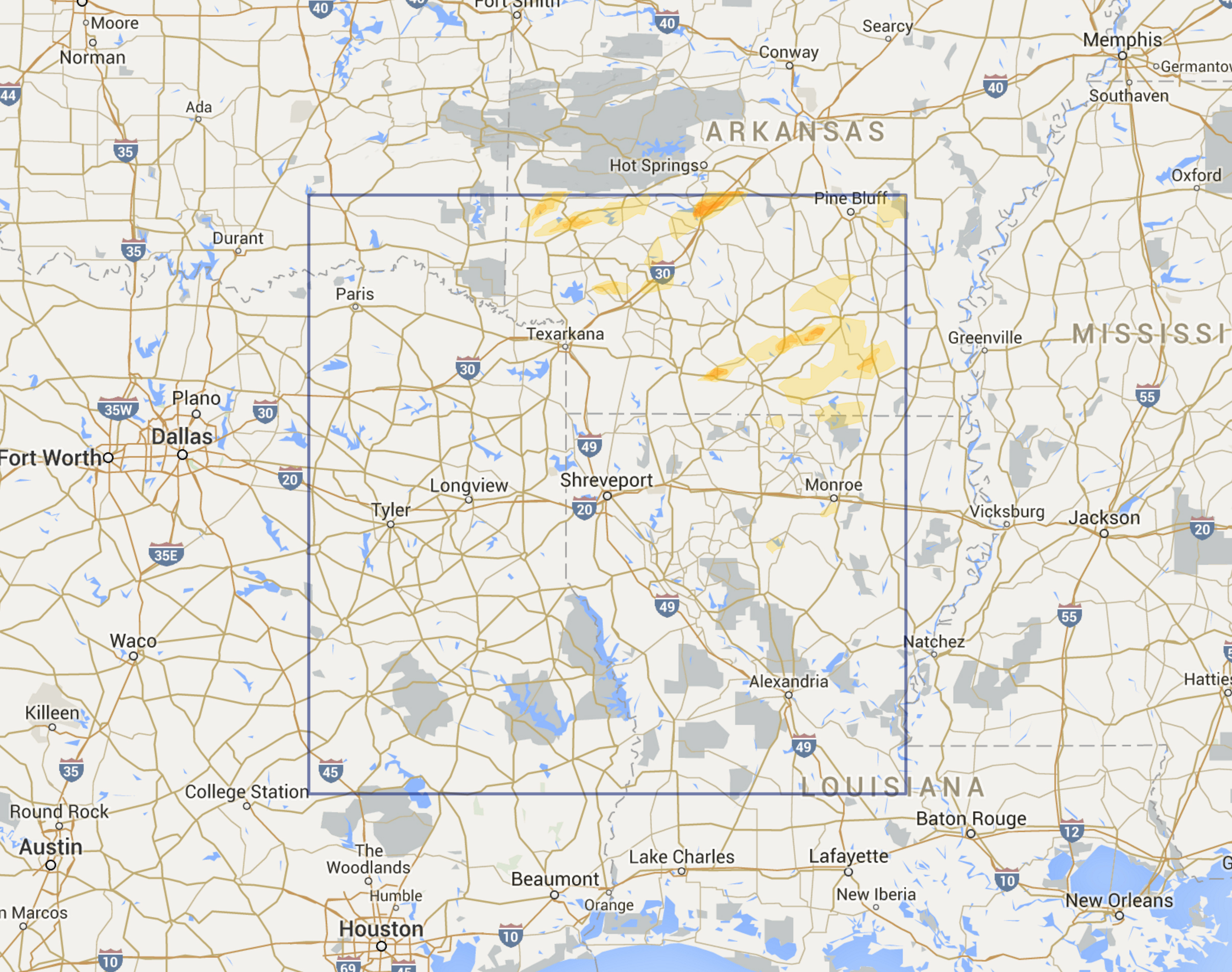 Interactive Hail Maps - Available Regions